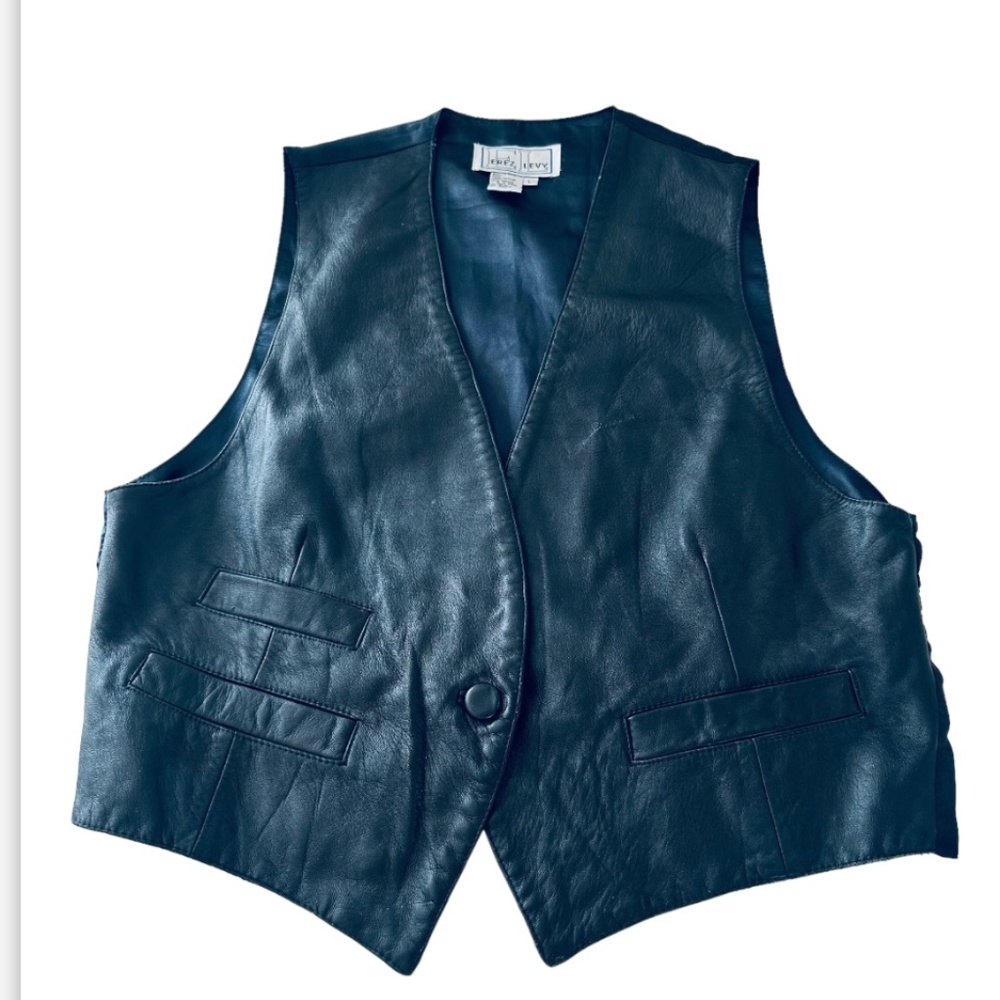EREZ LEVY women's black leather vest size L